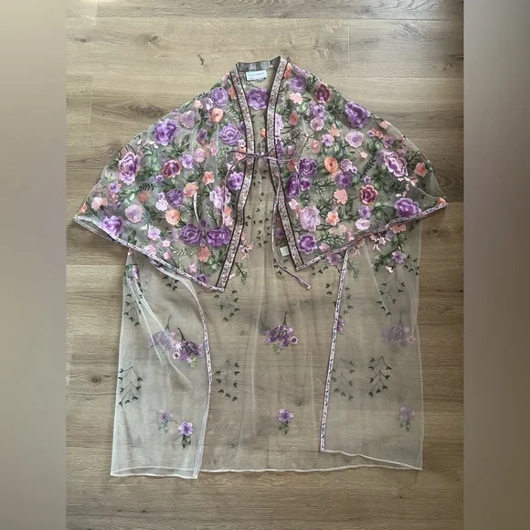 NWOT Anthropologie Self Contrast Floral Duster - Picture 4 of 5